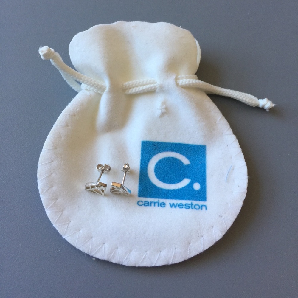 COPY - Carrie Weston Silver Diamond Outline Earri…